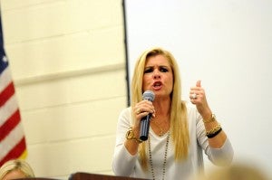Leigh Anne Tuohy speaks to the Selma Quarterback Club on Thursday evening. 