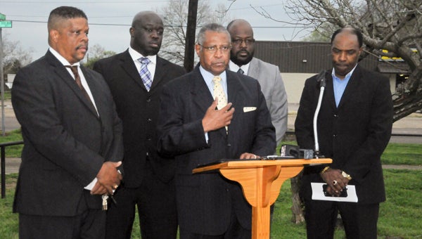 Local pastors Reginald Wells, Labaron Thomas, James Perkins Jr., Kerry Horton and Effell Williams are planning a community meeting to address crime. The meeting will be held March 14 at Ebenezer Baptist Church. 