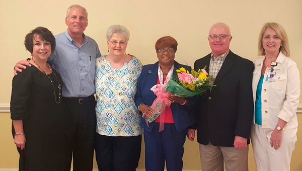 Vaughan Regional Medical Center recently held its Volunteer Appreciation Luncheon to honor those who dedicate their time to the hospital. Pictured from left to right are Debra Schneider, David McCormack, Martha Plummer, Vaughan Volunteer of the Year Jannie Venter, Johnny Morris, and Kay Davidson. 