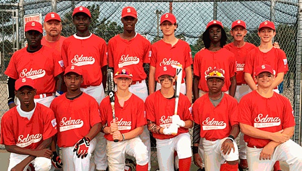 The players on Selma’s 14-year-old baseball team are Xavier Green, Trevonne Davis, Amarion Molette, Jeremy Lee, Adarricus Tate, Milam Turner, Joseph Estes, Tevin Craig, Richard Alan Waters, Octavious Palmer, Alex Colquitt and T’Darrious Olds. The coaches are Joe Estes and Ricky Waters.  --Submitted Photo